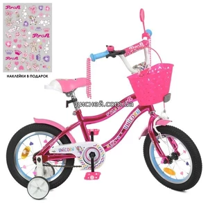 Велосипед детский PROF1 14д. Y14242-1K, Unicorn, с корзинкой